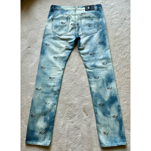 VIKTOR & ROLF Slim COTTON Denim JEANS w/All-Over Embroidered Motif SIZE 32 US - Picture 2 of 11